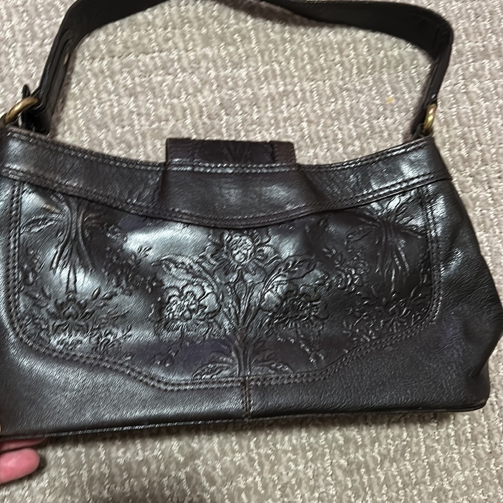 Leather Laura Ashley handbag-dk. Brown - Picture 3 of 13